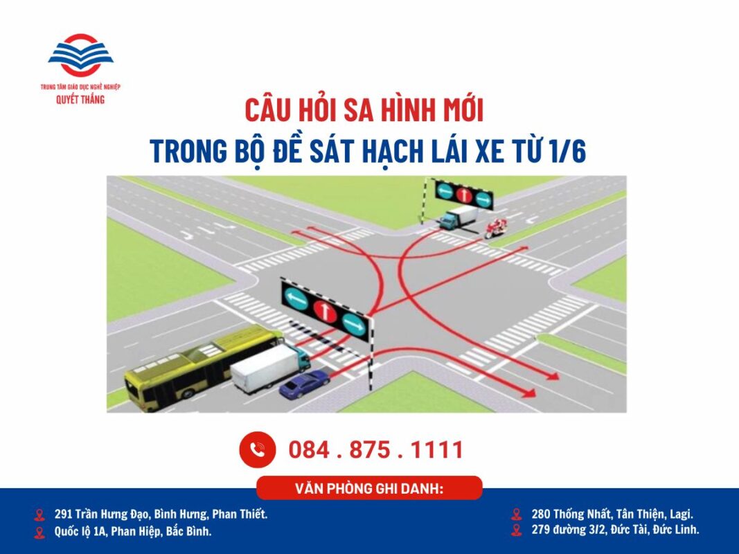 câu hỏi sa hình mới trong bộ đề sát hạch lái xe từ 1/6
