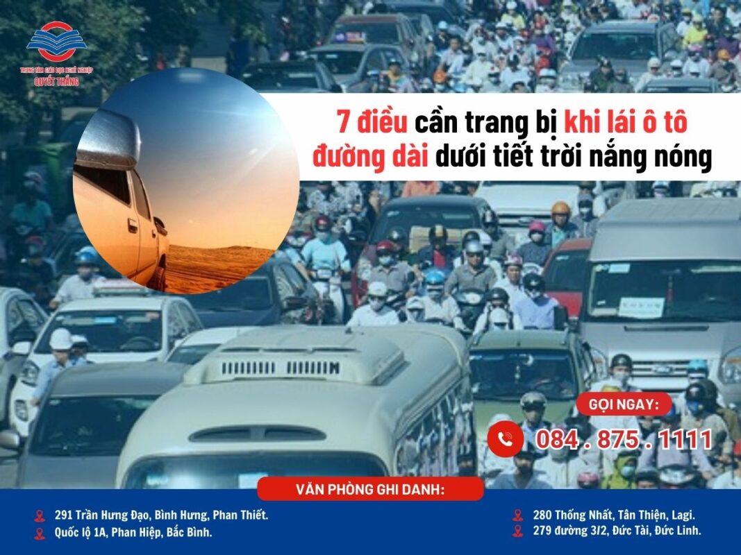 lái ô tô đường dài dưới tiết trời nắng nóng